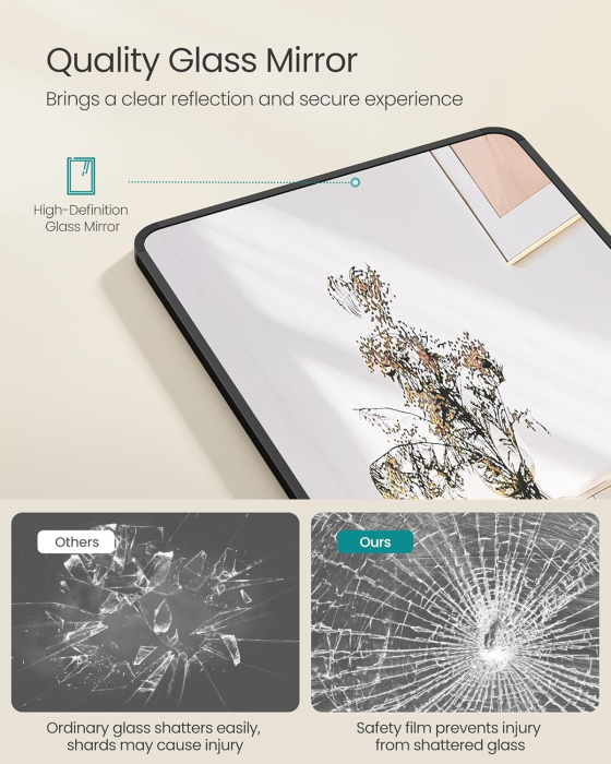 Oglinda de podea tip dressing, rama din aluminiu, sticla securizata, 150x40 cm, negru [7]