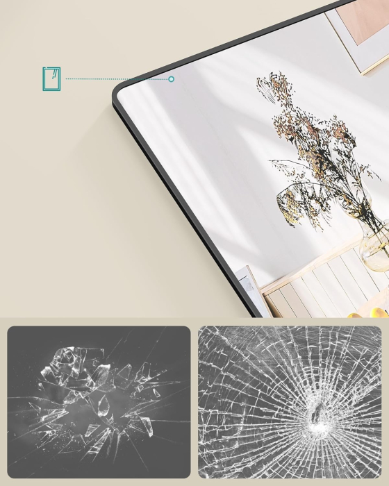 Oglinda mare de perete sau usa, rama aluminiu si sticla securizata, 120x40 cm, negru [4]