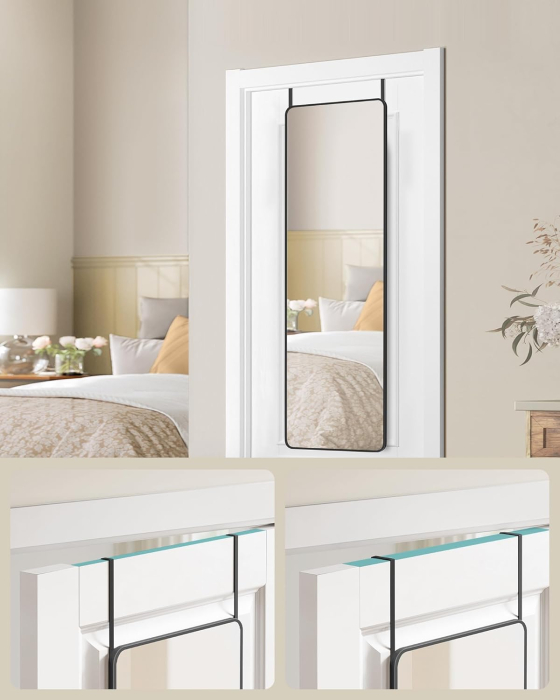 Oglinda mare de perete sau usa, rama aluminiu si sticla securizata, 120x40 cm, negru [2]