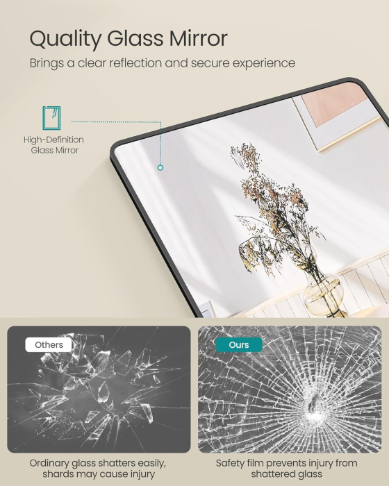 SONGMICS Oglinda podea 160x50 cm, sticla securizata, cadru aluminiu, negru [5]