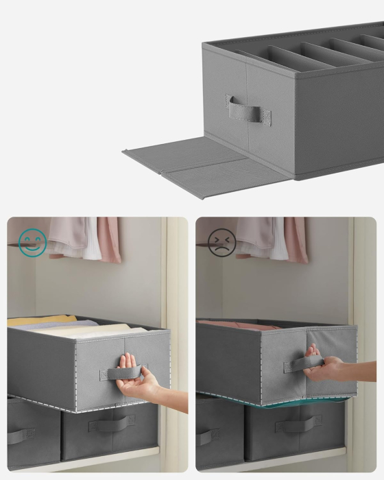 Organizatoare dulap set 4 bucati, 6 compartimente, pliabile, 42x30x17 cm, gri [3]
