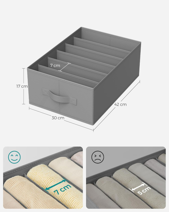 Organizatoare dulap set 4 bucati, 6 compartimente, pliabile, 42x30x17 cm, gri [2]