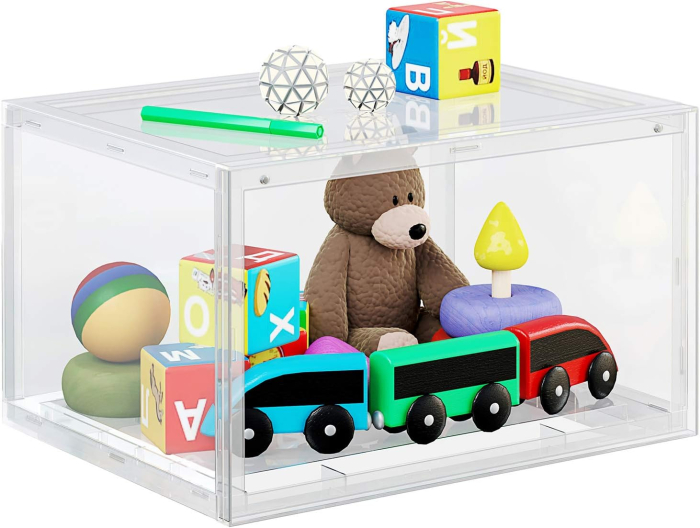 Organizatoare pantofi, transparente cu usa frontala, stivuibile, PVC, 3 cutii x 36x28x22 cm, transparent [7]