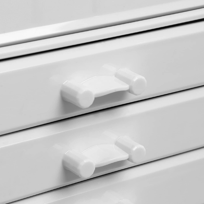 SONGMICS Organizator de cosmetice, cu 4 sertare si 16 compartimente de diferite dimensiuni, 24x14x19cm, alb [3]