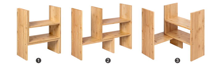 SONGMICS Organizator modular cu 3 forme de depozitare reglabile, din bambus, 65x15x40 cm, maro [4]