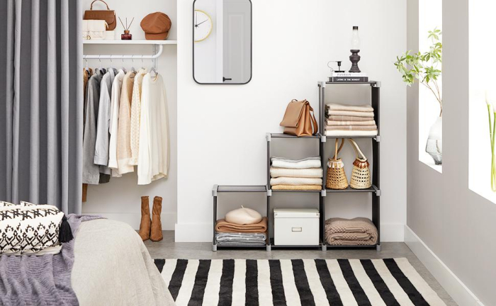 Organizator modular textil, multifunctional, pentru depozitare, negru [10]