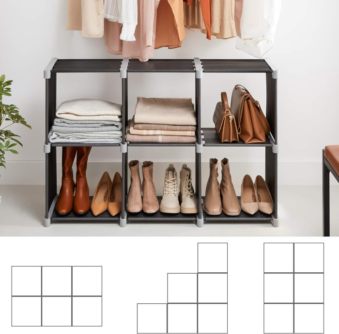 Organizator modular textil, multifunctional, pentru depozitare, negru [6]