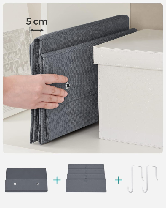 SONGMICS Organizator suspendat cu 4 compartimente, raft textil pentru usa sau perete, 33.5x12x100 cm, gri [4]