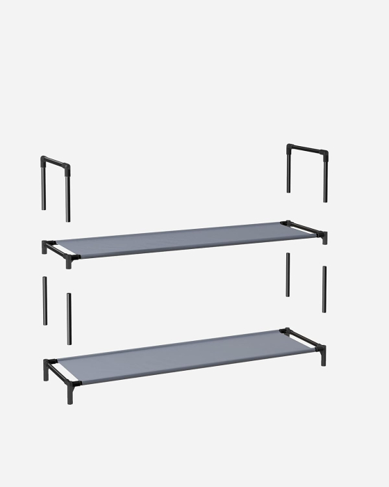 SONGMICS Pantofar cu 10 niveluri, cadru metalic si rafturi textile, 28x45x173 cm, gri [2]