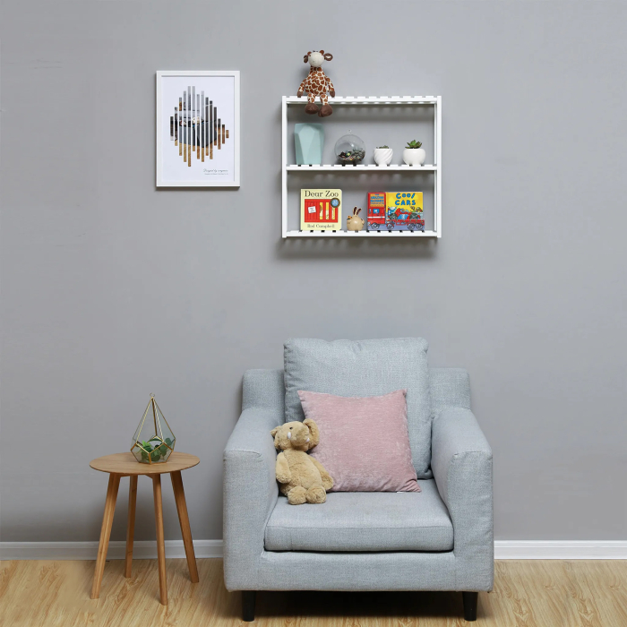 Raft de depozitare din bambus, 3 polite, pentru bucatarie sau baie, 60x15x54 cm, alb [6]