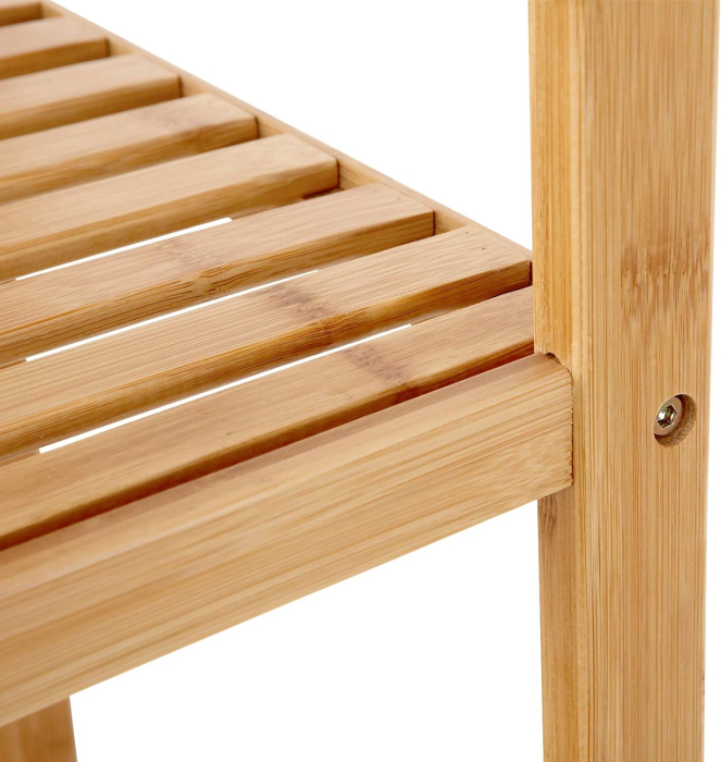Raft de depozitare din bambus, 5 polite, pentru bucatarie sau baie, 146x33x33cm, maro natural [7]