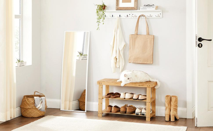 SONGMICS Raft de depozitare din bambus, cu 3 niveluri, 28x70x45cm, maro [6]