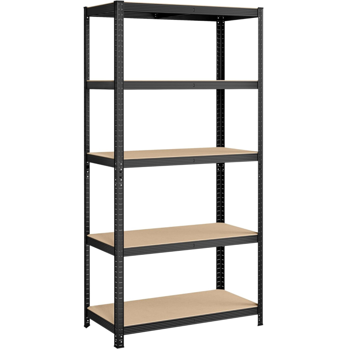 SONGMICS Raft de depozitare metalic, cu rafturi din PAL, 5 polite, max. 600 kg, 200x100x50cm, negru [1]