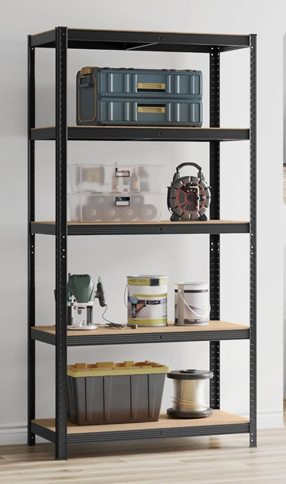 SONGMICS Raft de depozitare metalic, cu rafturi din PAL, 5 polite, max. 600 kg, 200x100x50cm, negru [7]