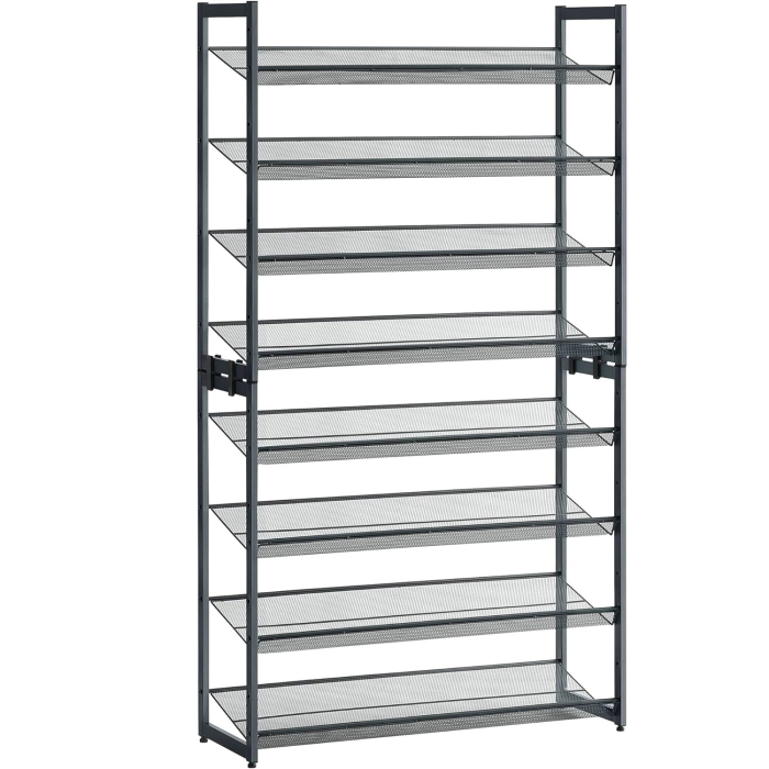 SONGMICS Raft de depozitare pantofi, pe 8 nivele, cu polite reglabile, pentru 32-40 de perechi, 31x92x163cm, gri [1]