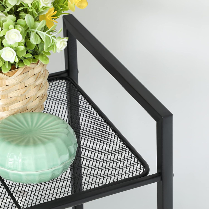 Raft metalic cu 3 niveluri, polite ajustabile, pentru baie sau bucatarie, stil industrial, 38x30x72 cm, negru [6]