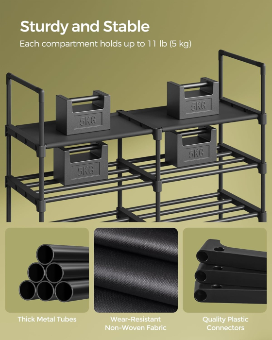 Raft pentru pantofi metalic, personalizabil, pana la 32 perechi, 30x87x158 cm, negru [6]