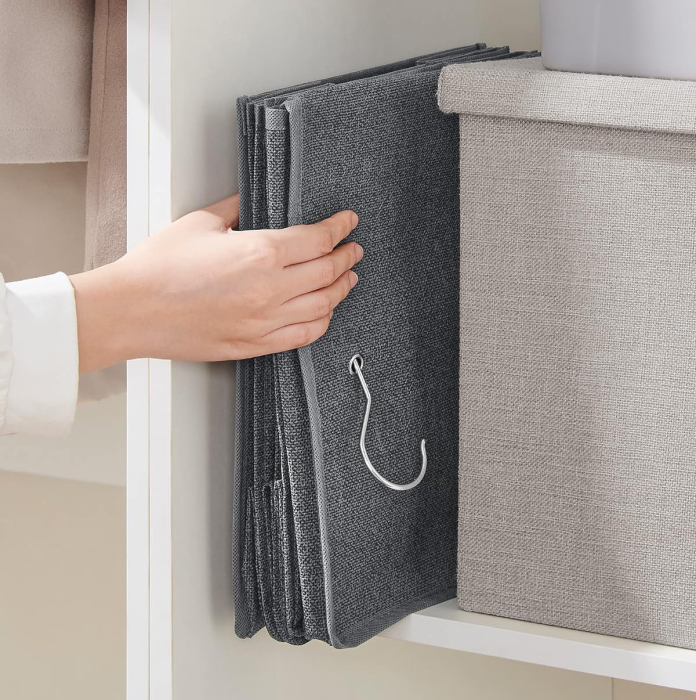 Raft suspendat organizator pentru dulapuri, pliabil, textil, 30x30x90cm, gri [8]