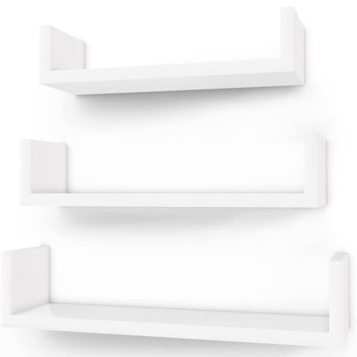 SONGMICS Rafturi plutitoare de perete, set 3 bucati, MDF, 30, 35 si 40 cm, alb [1]