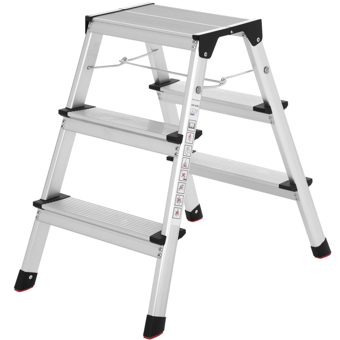 SONGMICS Scara dubla din aluminiu, multifunctionala, sarcina 150kg, cu 3 trepte, 59x44x62cm [1]