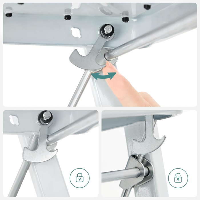 Scara pliabila cu 2 trepte, cauciuc antiderapant, sarcina 150 kg, otel, 45x55x82cm, alb si negru [7]