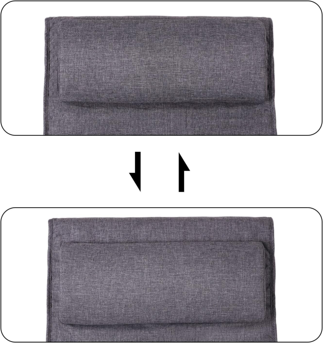 SONGMICS Scaun balansoar din lemn, suport picioare reglabil, maxim 150kg, 67x115x91cm, gri inchis [7]