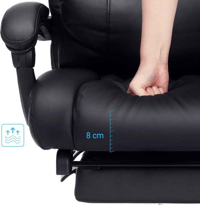 Scaun birou ergonomic, cu suport picioare retractabil, spatar reglabil 135Â°, maxim 150 kg, 70x70x125 cm, negru [8]