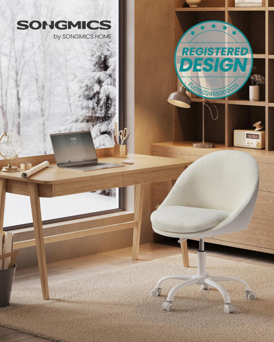 Scaun de birou ergonomic, inaltime reglabila, 60x60x(80-90) cm, bej [7]