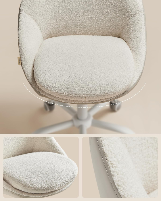 Scaun de birou ergonomic, inaltime reglabila, 60x60x(80-90) cm, bej [9]