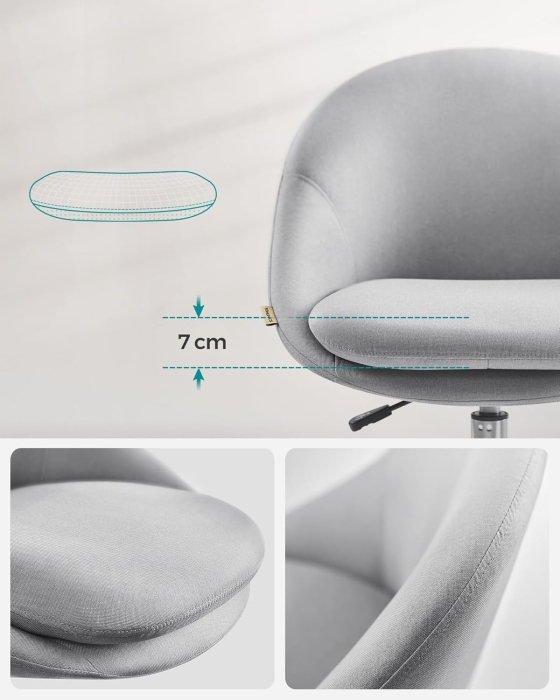 Scaun de birou ergonomic, inaltime reglabila, 60x60x(80-90) cm, gri [6]