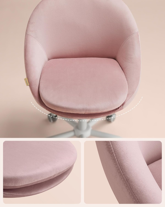 Scaun de birou ergonomic, inaltime reglabila, 60x60x(80-90) cm, roz pastel [6]