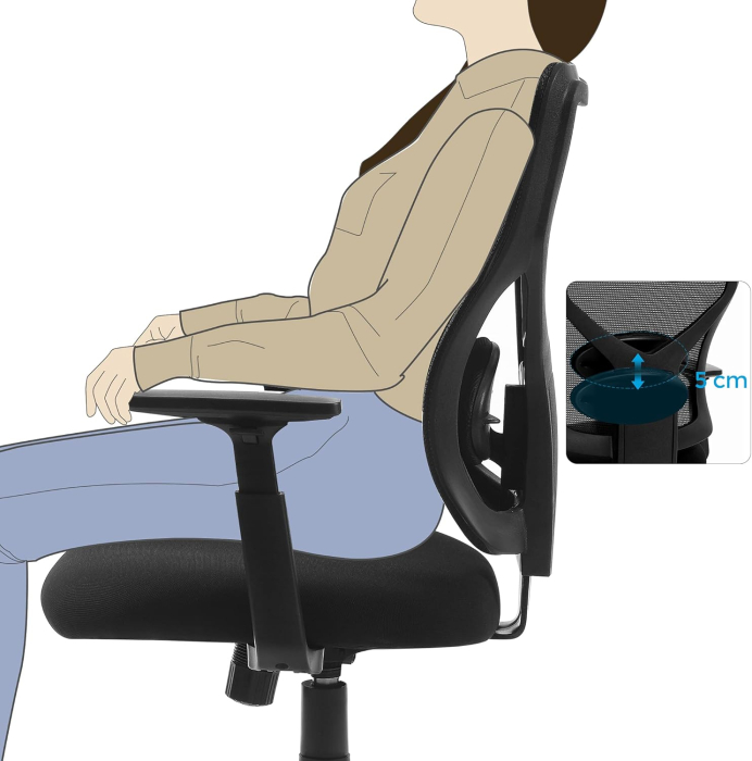 Scaun de birou ergonomic mesh, reglabil complet, brate si suport lombar ajustabile, 68x67x113 cm, negru [2]