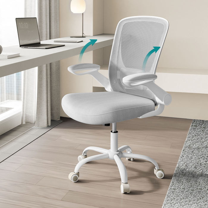 Scaun de birou ergonomic reglabil cu spatar mesh si suport lombar, maxim 120 kg, 64x64x107 cm, gri deschis [6]