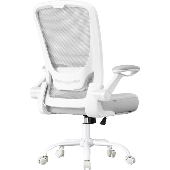 Scaun de birou ergonomic reglabil cu spatar mesh si suport lombar, maxim 120 kg, 64x64x107 cm, gri deschis [7]