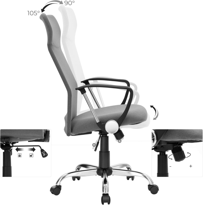 Scaun de birou ergonomic, reglabil pe inaltime, functie balans, maxim 120 kg, 63x63x120 cm, gri [2]
