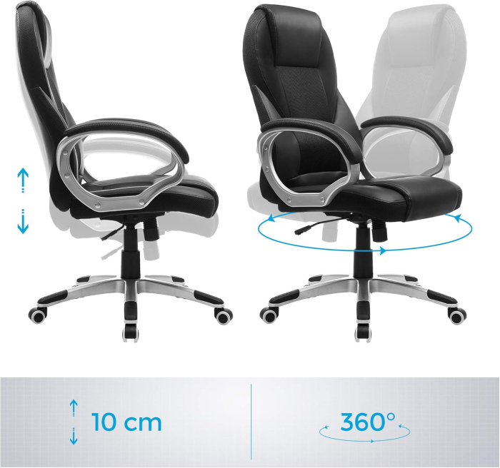 Scaun de birou ergonomic, reglabil pe inaltime, functie balans, tapitat piele sintetica, 54x50x122 cm, nergu [6]