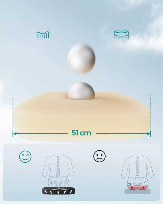 Scaun de birou ergonomic, reglabil pe inaltime, suport lombar, functie balans, 60x60x105 cm, negru [6]