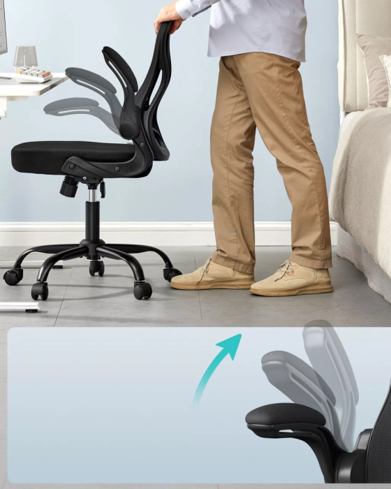 Scaun de birou ergonomic, reglabil pe inaltime, suport lombar, functie balans, 60x60x105 cm, negru [7]