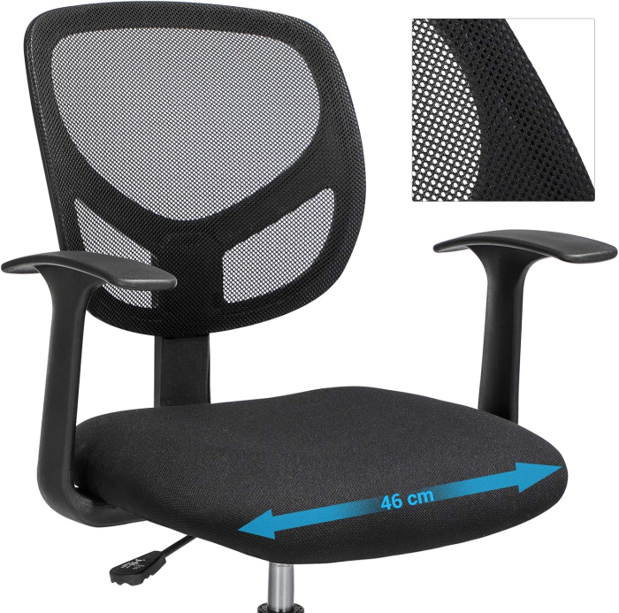 Scaun de birou inalt, rotativ, suport picioare reglabil, ajustare pe inaltime 55-75 cm, 64x64x97 cm, negru [6]
