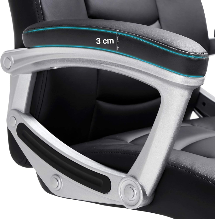 Scaun ergonomic de birou reglabil pe inaltime, piele ecologica, maxim 150 kg, 53x54x115 cm, negru [4]