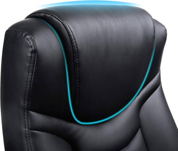 Scaun ergonomic de birou reglabil pe inaltime, piele ecologica, maxim 150 kg, 53x54x115 cm, negru [7]