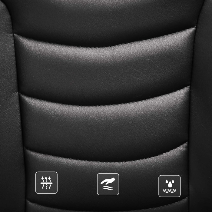 Scaun ergonomic de birou reglabil pe inaltime, piele ecologica, maxim 150 kg, 53x54x115 cm, negru [9]