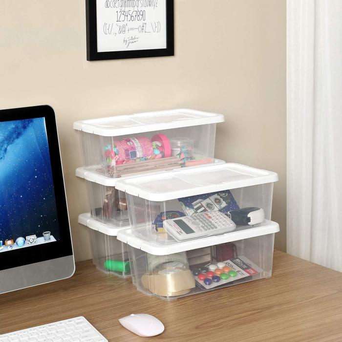 SONGMICS Set 12 cutii de depozitare pantofi, stivuibile, cu capac din plastic, pentru pantofi pana la marimea 41 [6]