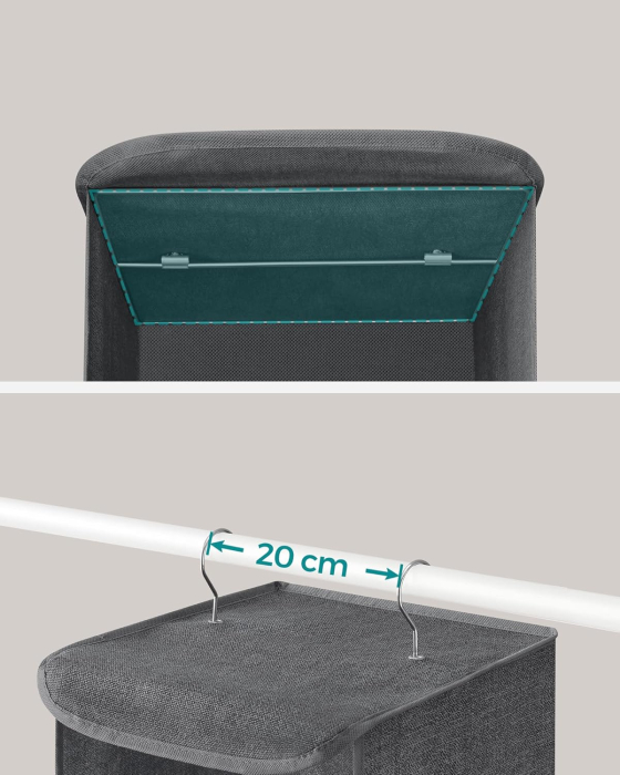 Set 2 bucati organizatoare suspendate pentru dulap, 5 rafturi, pliabil, 30x30x90 cm, gri [9]