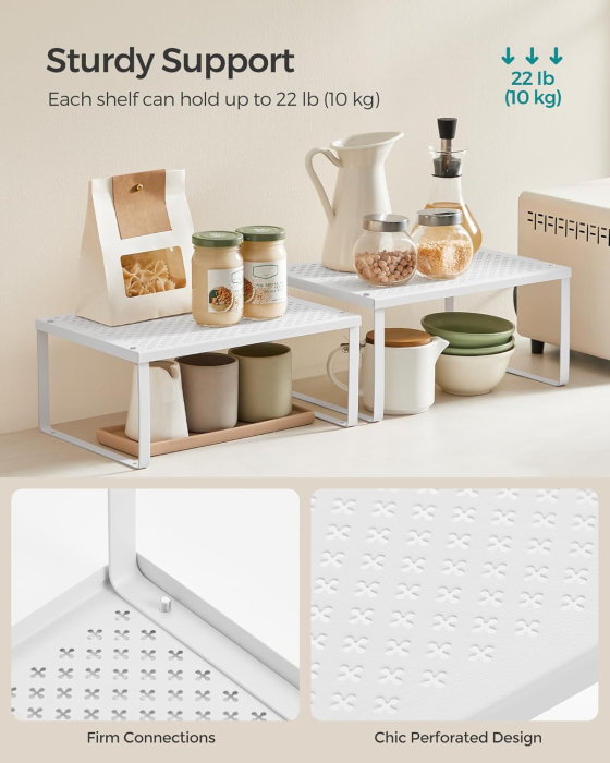 Set 2 rafturi de bucatarie suprapozabile, pentru ustensile sau condimente, 32x23x15 cm, alb [7]