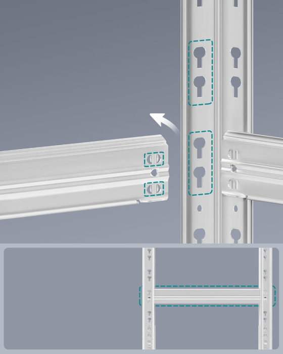 Set 2 rafturi metalice depozitare, 5 niveluri, reglabile, polite MDF, 875 kg, 40x90x180 cm, argintiu [3]