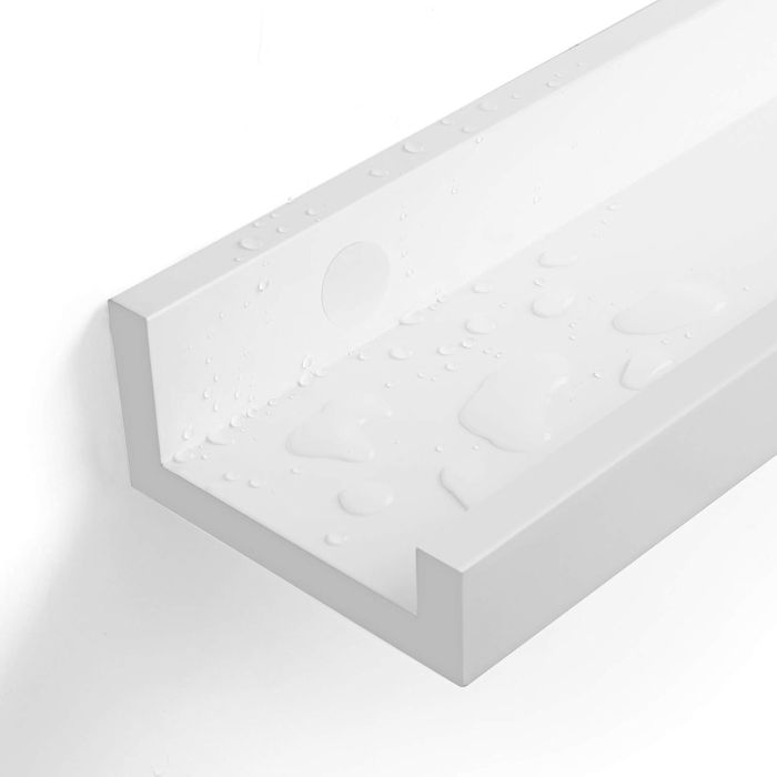 Set 2 rafturi plutitoare suspendate perete cu finisaj lucios, MDF, 60x10x5 cm, alb [2]