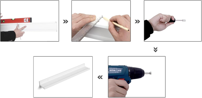 Set 2 rafturi plutitoare suspendate perete cu finisaj lucios, MDF, 60x10x5 cm, alb [8]