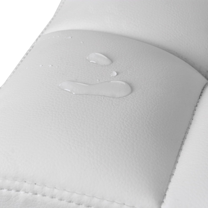 SONGMICS Set 2 scaune bar reglabile pe inaltime, cu spatar, sezut PU si suport picioare, rotatie 360°, 38x45x115 cm, alb [7]