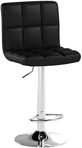 Set 2 scaune bar reglabile pe inaltime, cu spatar, sezut PU si suport picioare, rotatie 360Â°, 38x45x115 cm, negru [2]